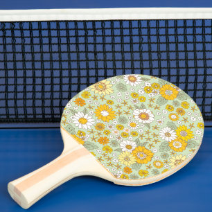 Raquette De Ping Pong Jardin Floral Jaune Motif