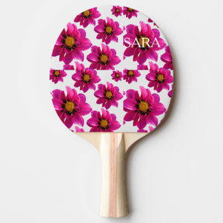 Raquette De Ping Pong Jardin Floral Rose Nom Personnalisé Imprimé Partou