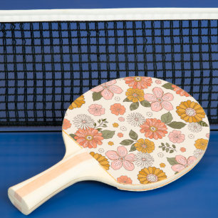 Raquette De Ping Pong Jardin rose et orange Motif