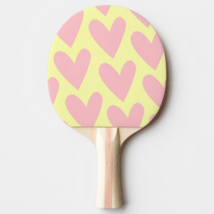 Raquette De Ping Pong Jaune rose mignon Coeur simple Motif Y2K