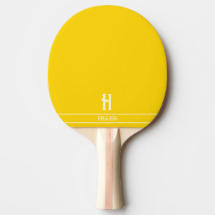 Raquette de ping pong jaune vif monogrammée