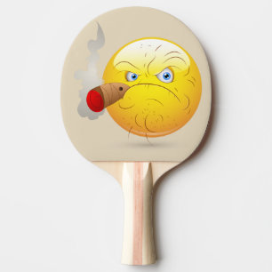 Raquette De Ping Pong Jeu sur Angry Happy Face in Yellow Personnalisé