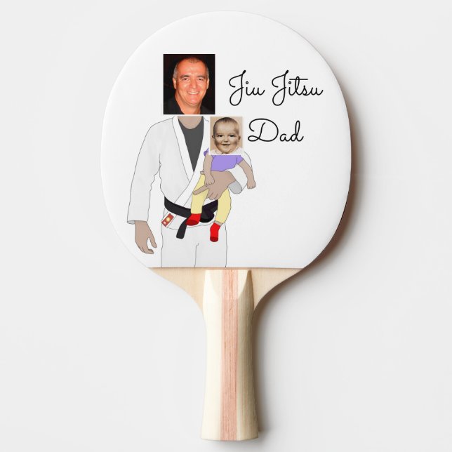Raquette De Ping Pong Jiu Jitsu Papa photos personnalisées et texte manu (Devant)
