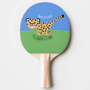 Raquette De Ping Pong Joli bébé guépard en cours de dessin animé illustr