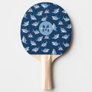 Raquette De Ping Pong Joli grand requin blanc Motif Océan Monogramme