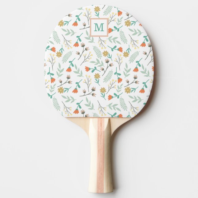 Raquette De Ping Pong Joli Monogramme Girl Dainty Pastel Floral (Devant)