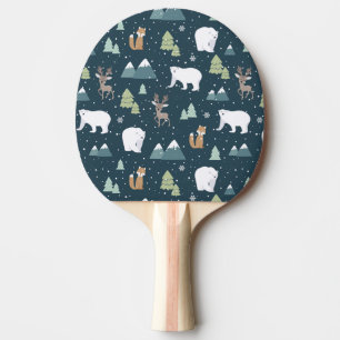 Raquette De Ping Pong Joli Noël Animaux d'hiver Motif rustique