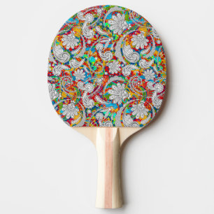 Raquette De Ping Pong Joli vintage coloré blanc cachemire motifs rond