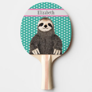 Raquette De Ping Pong Jote Sloth Kids Blue Name Animal Motif