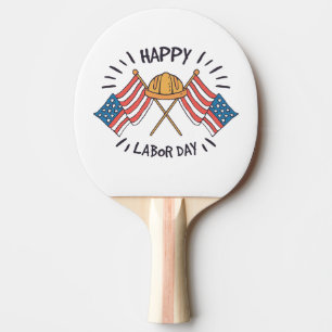 Raquette De Ping Pong Joyeuse fête du Travail Drapeau patriotique améric