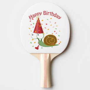 Raquette De Ping Pong Joyeux anniversaire ! Escargot Confetti