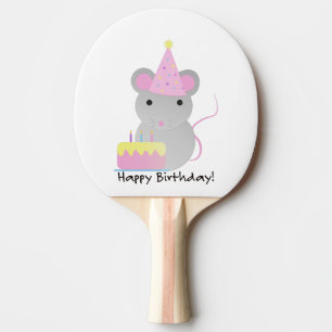 Raquette De Ping Pong Joyeux Anniversaire mignonne Souris de fête