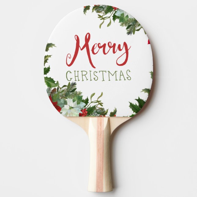Raquette De Ping Pong Joyeux Noël de verdure (Devant)