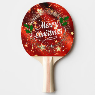 Raquette De Ping Pong Joyeux Noël étincelant et brillant