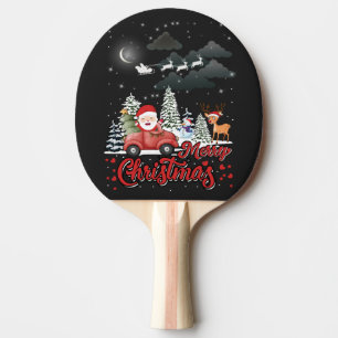 Raquette De Ping Pong Joyeux Noël Vintage Red Père Noël Truck Cadeaux