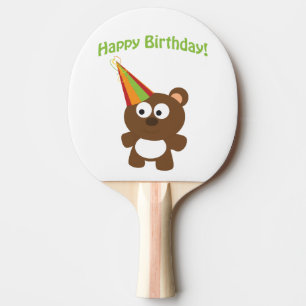 Raquette De Ping Pong Joyeux Ours d'anniversaire