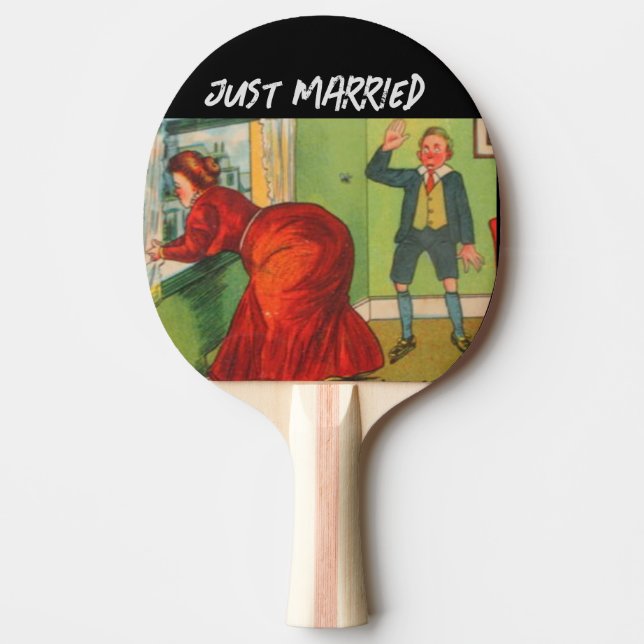 RAQUETTE DE PING PONG JUSTE MARIÉ FUNNY MARIAGE PING PONG PADDLE (Devant)