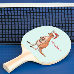 Raquette De Ping Pong Kangourou personnalisé avec chapeau de Père Noël N