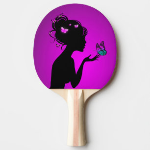 Raquette De Ping Pong La femme papillons violets