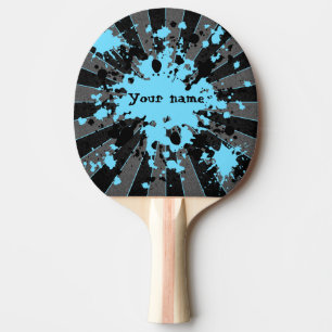 Raquette De Ping Pong La peinture bleue éclabousse le noir et le gris