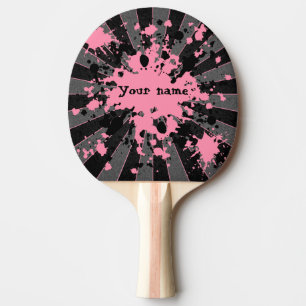 Raquette De Ping Pong La peinture rose éclabousse noir et le gris