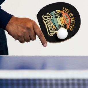 Raquette De Ping Pong La vie est meilleure à la plage vacances d'été rét