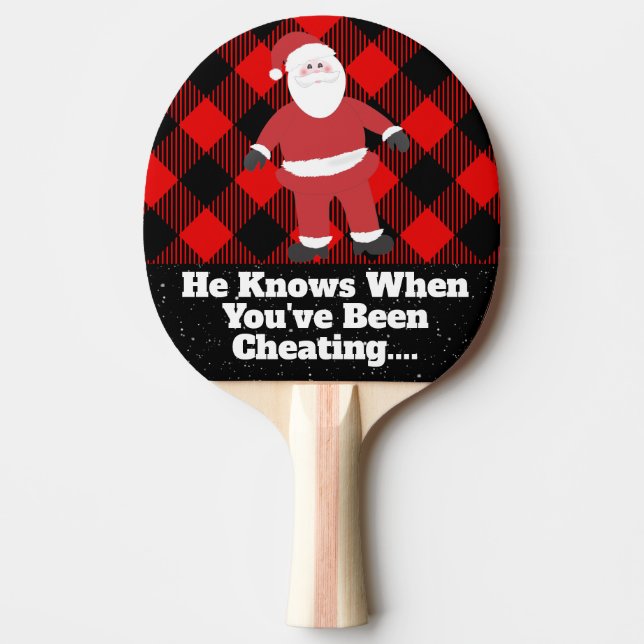 Raquette De Ping Pong L'amusement drôle Père Noël de famille de Noël (Devant)