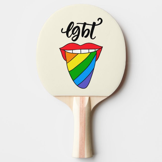 Raquette De Ping Pong Langue arc-en-ciel LGBT (Devant)