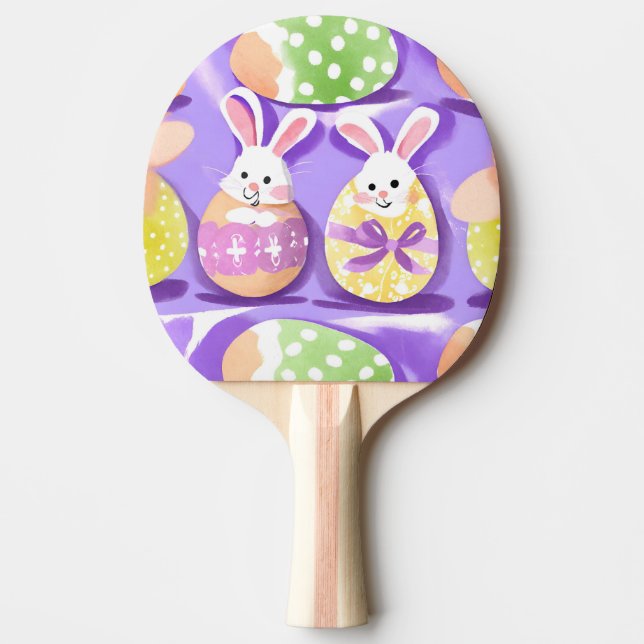 Raquette De Ping Pong lapin avec oeufs de pâques (Devant)