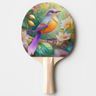 Raquette De Ping Pong Lavande Tête Orange Breased Imaginaire Oiseau