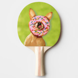 Raquette De Ping Pong Le chien drôle de chiwawa avec arrosent le beigne
