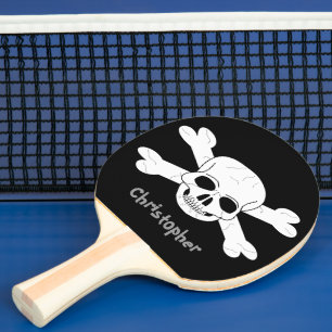 Raquette De Ping Pong Le crâne et les os croisés ajoutent juste le nom