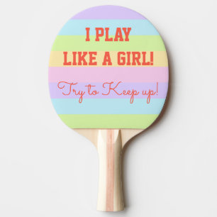 Raquette De Ping Pong Le jeu drôle aiment un ping-pong rayé en pastel 