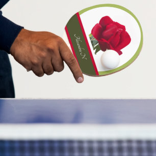 Raquette De Ping Pong Le joueur élégant : Peinture de rose rouge