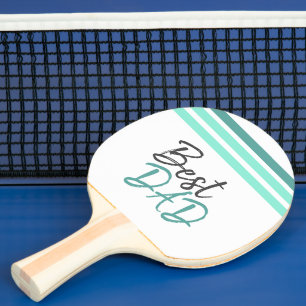 Raquette De Ping Pong Le meilleur papa Turquoise Script moderne Journée