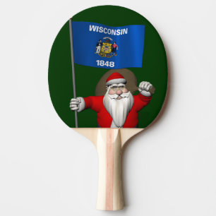 Raquette De Ping Pong Le Père Noël Avec L'Ensigne Du Wisconsin