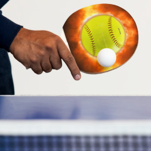 Raquette De Ping Pong Le softball de SlipperyJoe sur feu flammes feu feu
