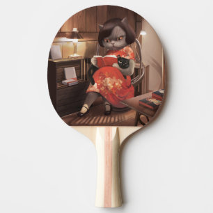 Raquette De Ping Pong Lecture Chat à Cheongsam