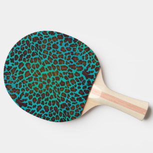 Raquette De Ping Pong Léopard Brown et Turquoise