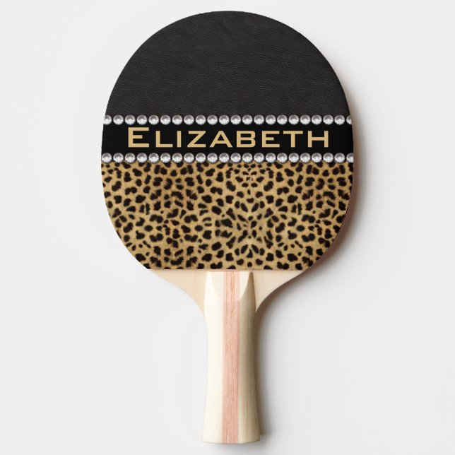 Raquette De Ping Pong Léopard Spot Rhinestone Diamonds Monogram (Devant)