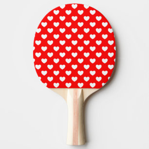 Raquette De Ping Pong Les Coeurs Blancs Motif Sur Le Rouge, Les Coeurs R