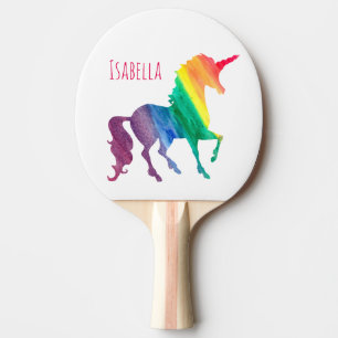 Raquette De Ping Pong Les enfants refroidissent la licorne d'arc-en-ciel