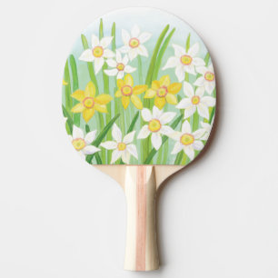 Raquette De Ping Pong Les jonquilles jaunes et blanches au printemps