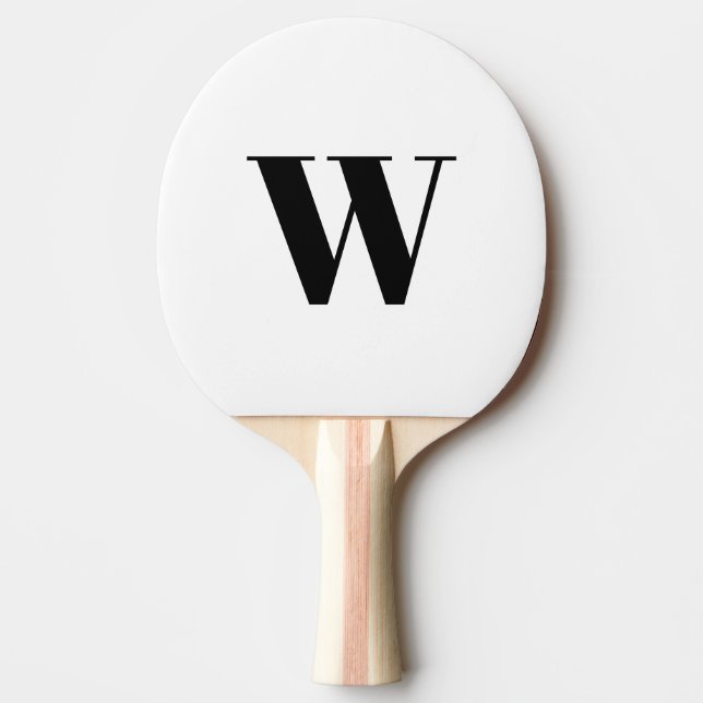 Raquette De Ping Pong Lettre initiale monogramme noir blanc personnalisé (Devant)