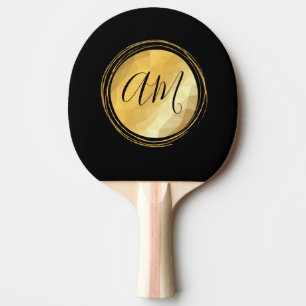Raquette De Ping Pong Lettres initiales élégantes en métal doré