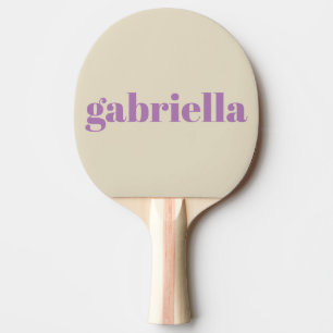 Raquette De Ping Pong Lilas et Beige Typographie Gras Nom Personnalisé