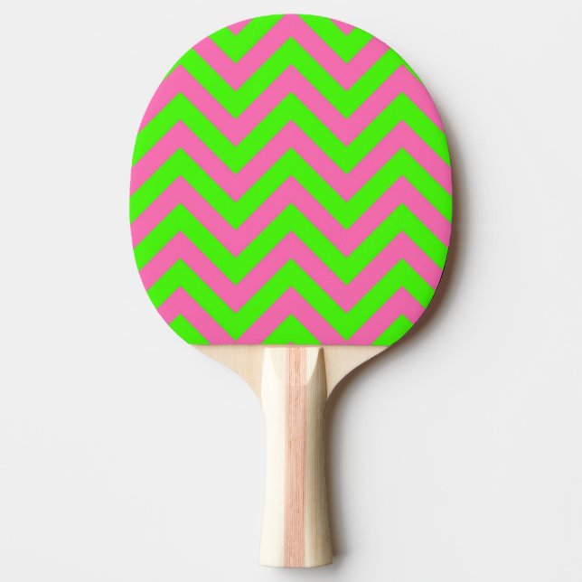 Raquette De Ping Pong Lime, rose chaud #2 LG Chevron ZigZag Motif (Devant)