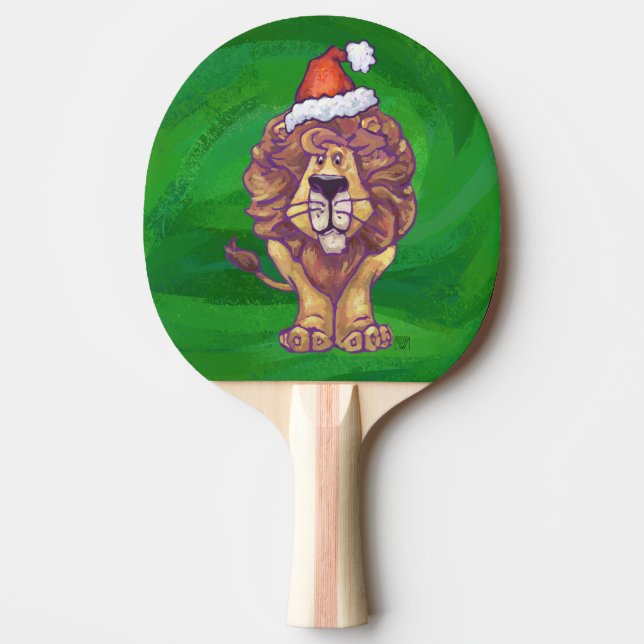 Raquette De Ping Pong Lion Christmas on Green (Devant)