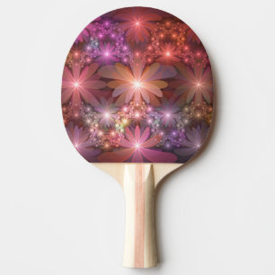 Raquette De Ping Pong Lit De Fleurs Coloré brillant Abstrait Fractage Ar