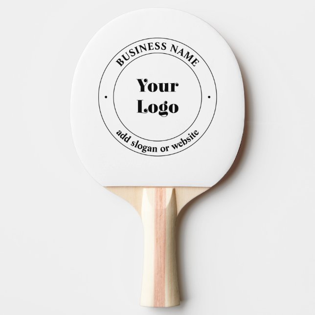 Raquette De Ping Pong Logo d'entreprise et texte promotionnel | Blanc (Devant)